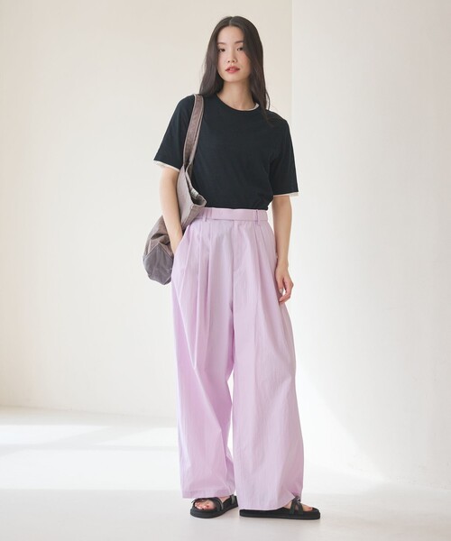 BEAUTY&YOUTH UNITED ARROWS（ビューティーアンドユースユナイテッドアローズ）の「ナイロンコットン ワイドタックパンツ ウォッシャブル（その他パンツ・レディース・ナチュラル/ブラック/ライトピンク・XS/S/M/L）」の3枚目の写真