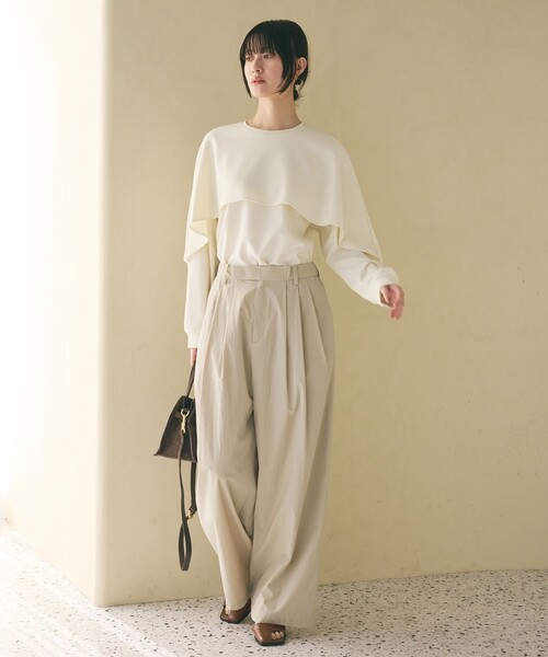 BEAUTY&YOUTH UNITED ARROWS（ビューティーアンドユースユナイテッドアローズ）の「ナイロンコットン ワイドタックパンツ ウォッシャブル（その他パンツ・レディース・ナチュラル/ブラック/ライトピンク・XS/S/M/L）」の5枚目の写真