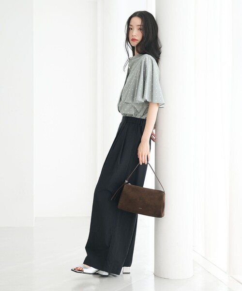 BEAUTY&YOUTH UNITED ARROWS（ビューティーアンドユースユナイテッドアローズ）の「ナイロンコットン ワイドタックパンツ ウォッシャブル（その他パンツ・レディース・ナチュラル/ブラック/ライトピンク・XS/S/M/L）」の12枚目の写真