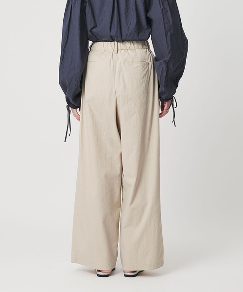 BEAUTY&YOUTH コットンナイロン ワイドタックパンツ　S ライム BEAUTY&YOUTH UNITED ARROWS（ビューティーアンドユースユナイテッド