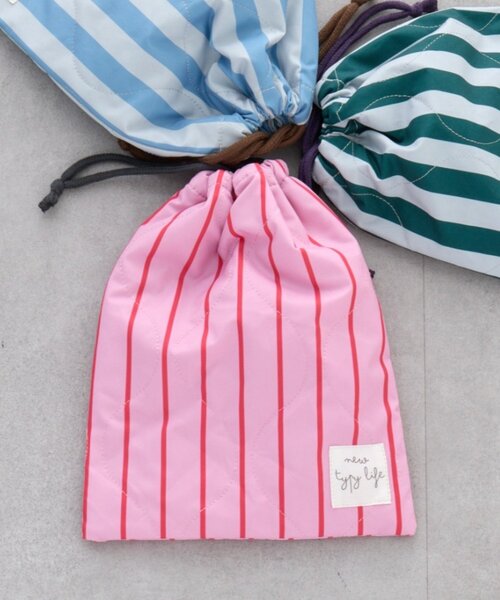 CIAOPANIC TYPY（チャオパニックティピー）の「【KIDS】【新生活・入学準備】洗えるストライプ柄マルチウェイ巾着袋(ユニセックス)（トートバッグ・キッズ・カーキ/サックスブルー/ピンク・ONE SIZE）」の16枚目の写真