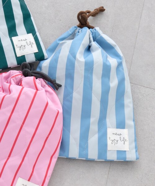 CIAOPANIC TYPY（チャオパニックティピー）の「【KIDS】【新生活・入学準備】洗えるストライプ柄マルチウェイ巾着袋(ユニセックス)（トートバッグ・キッズ・カーキ/サックスブルー/ピンク・ONE SIZE）」の12枚目の写真