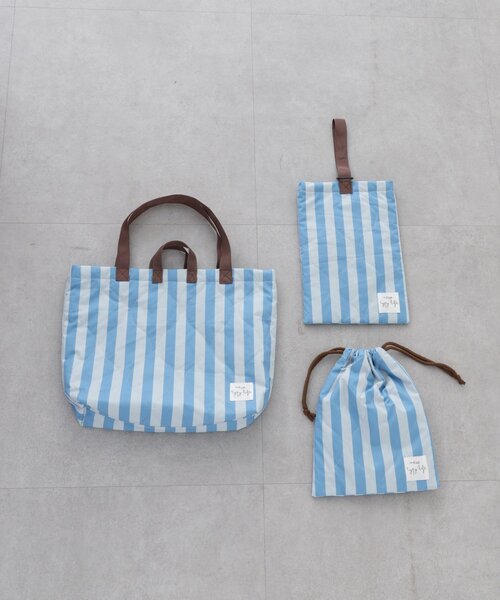CIAOPANIC TYPY（チャオパニックティピー）の「【KIDS】【新生活・入学準備】洗えるストライプ柄マルチウェイ巾着袋(ユニセックス)（トートバッグ・キッズ・カーキ/サックスブルー/ピンク・ONE SIZE）」の9枚目の写真