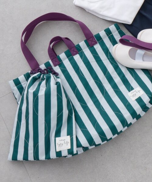 CIAOPANIC TYPY（チャオパニックティピー）の「【KIDS】【新生活・入学準備】洗えるストライプ柄マルチウェイ巾着袋(ユニセックス)（トートバッグ・キッズ・カーキ/サックスブルー/ピンク・ONE SIZE）」の6枚目の写真
