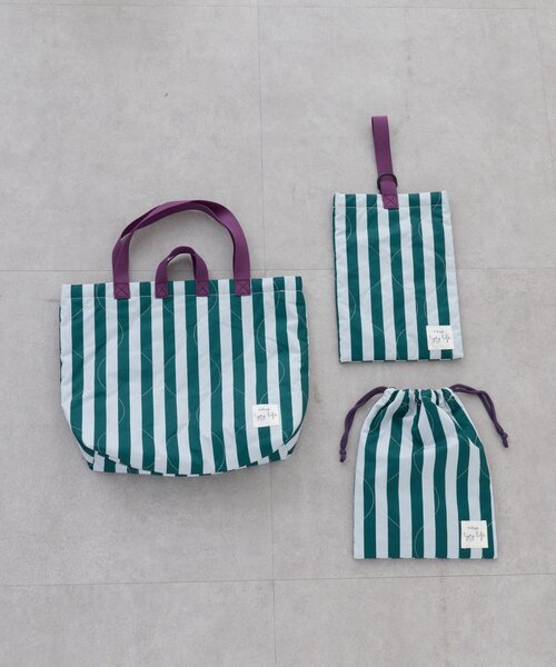 CIAOPANIC TYPY（チャオパニックティピー）の「【KIDS】【新生活・入学準備】洗えるストライプ柄マルチウェイ巾着袋(ユニセックス)（トートバッグ・キッズ・カーキ/サックスブルー/ピンク・ONE SIZE）」の5枚目の写真