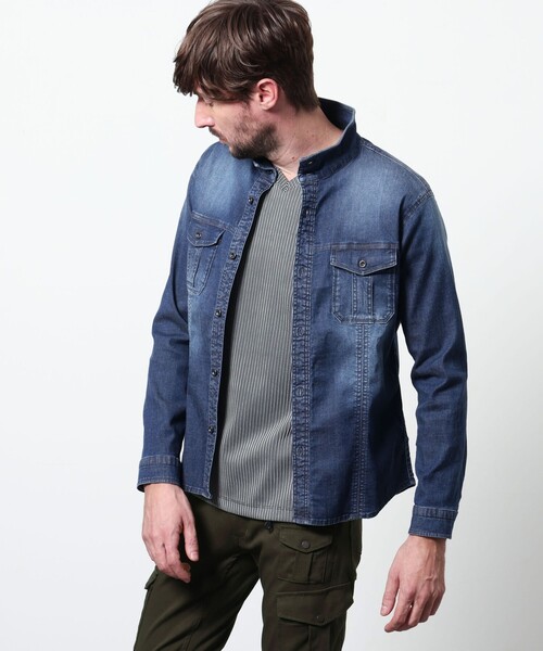 HIDEAWAYS NICOLE(ハイダウェイニコル)の「スーパーライトオンスデニムGジャン(シャツ/ブラウス・メンズ・その他2/ネイビー/ブルー・XL/M/L)」の2枚目の写真