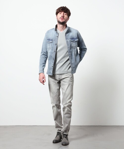 HIDEAWAYS NICOLE(ハイダウェイニコル)の「スーパーライトオンスデニムGジャン(シャツ/ブラウス・メンズ・その他2/ネイビー/ブルー・XL/M/L)」の4枚目の写真