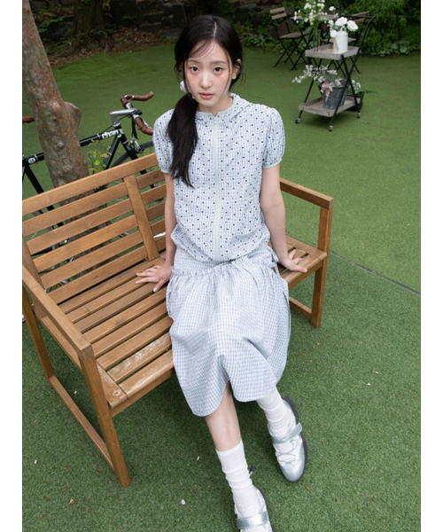OAFISH(オアフィッシュ)の「CHECK HALF SLEEVE HOOD ZIP-UP, SKY BLUE(パーカー・レディース・その他・ONE SIZE)」の5枚目の写真