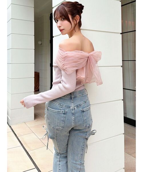 RESEXXY（リゼクシー）の「バックリボンオフショルニットトップス（ニット/セーター・レディース・ブラック/ブルー/ホワイト/ピンク・FREE）」の17枚目の写真