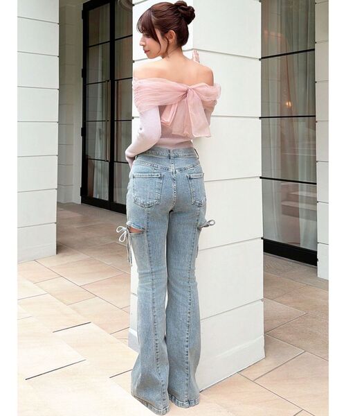 RESEXXY（リゼクシー）の「バックリボンオフショルニットトップス（ニット/セーター・レディース・ブラック/ブルー/ホワイト/ピンク・FREE）」の19枚目の写真