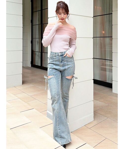 RESEXXY（リゼクシー）の「バックリボンオフショルニットトップス（ニット/セーター・レディース・ブラック/ブルー/ホワイト/ピンク・FREE）」の20枚目の写真