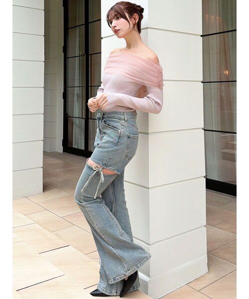 RESEXXY（リゼクシー）の「バックリボンオフショルニットトップス（ニット/セーター・レディース・ブラック/ブルー/ホワイト/ピンク・FREE）」の21枚目の写真