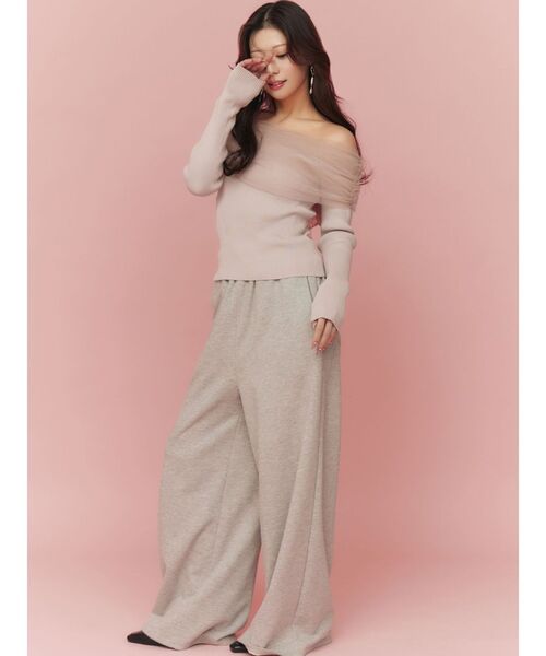 RESEXXY（リゼクシー）の「バックリボンオフショルニットトップス（ニット/セーター・レディース・ブラック/ブルー/ホワイト/ピンク・FREE）」の9枚目の写真