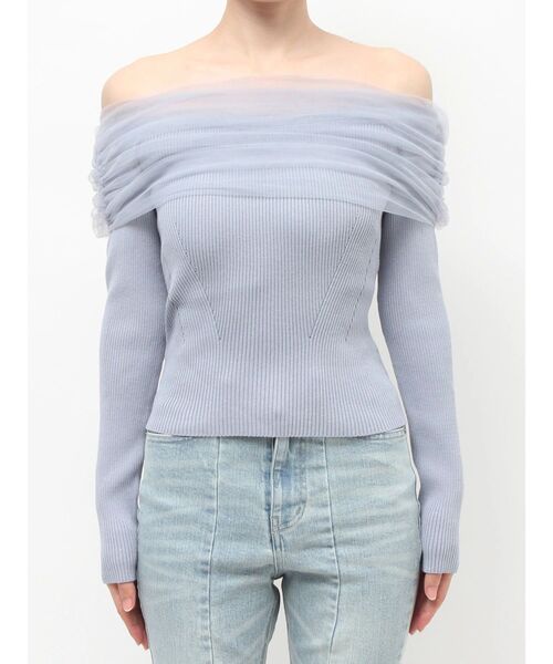 RESEXXY（リゼクシー）の「バックリボンオフショルニットトップス（ニット/セーター・レディース・ブラック/ブルー/ホワイト/ピンク・FREE）」の11枚目の写真