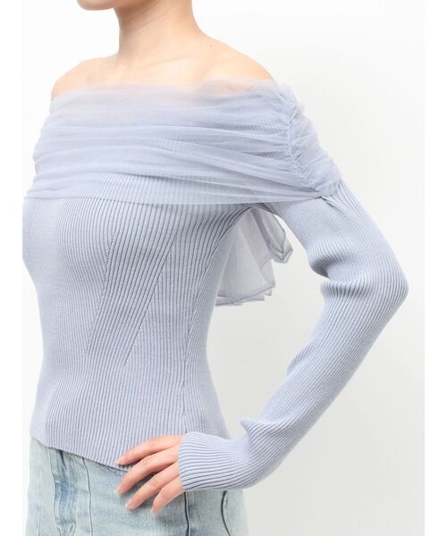 RESEXXY（リゼクシー）の「バックリボンオフショルニットトップス（ニット/セーター・レディース・ブラック/ブルー/ホワイト/ピンク・FREE）」の15枚目の写真