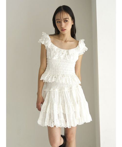 SNIDEL（スナイデル）の「コットンフリルスカショーパン（その他パンツ・レディース・ブラック/ホワイト/ミント・1/0）」の2枚目の写真