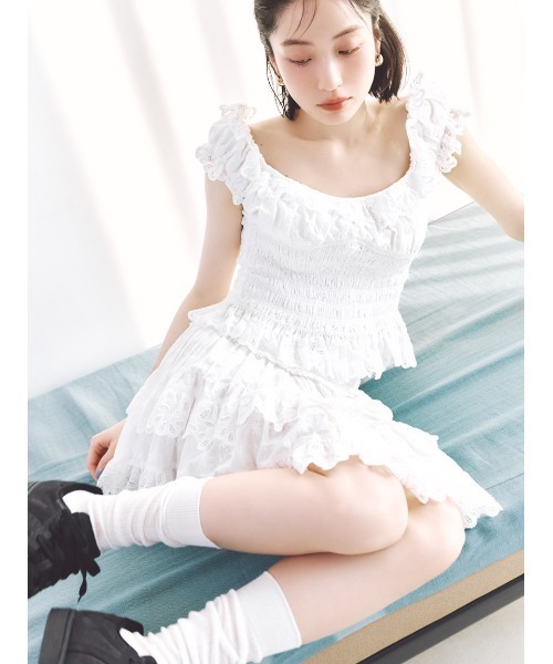 SNIDEL（スナイデル）の「コットンフリルスカショーパン（その他パンツ・レディース・ブラック/ホワイト/ミント・1/0）」の6枚目の写真