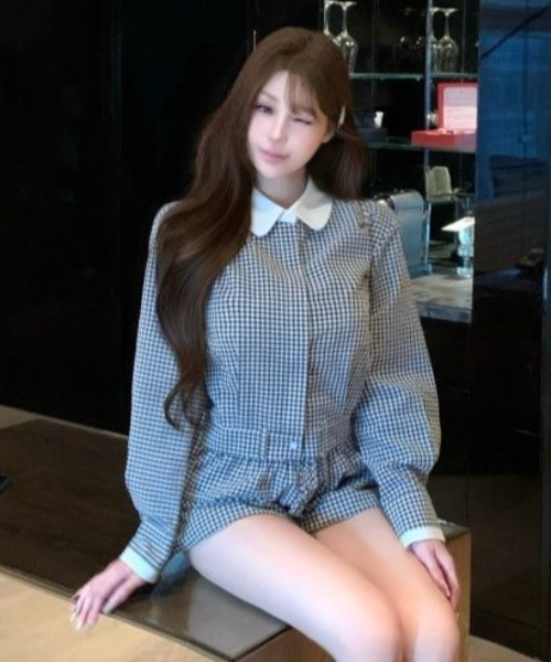 ViViDAY(ビビデー)の「【上下2点セット】配色チェック柄シャツ+リボンチェック柄ショートパンツ(セットアップ・レディース・ホワイト×ブラック・M)」の2枚目の写真