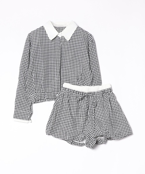 ViViDAY(ビビデー)の「【上下2点セット】配色チェック柄シャツ+リボンチェック柄ショートパンツ(セットアップ・レディース・ホワイト×ブラック・M)」の21枚目の写真