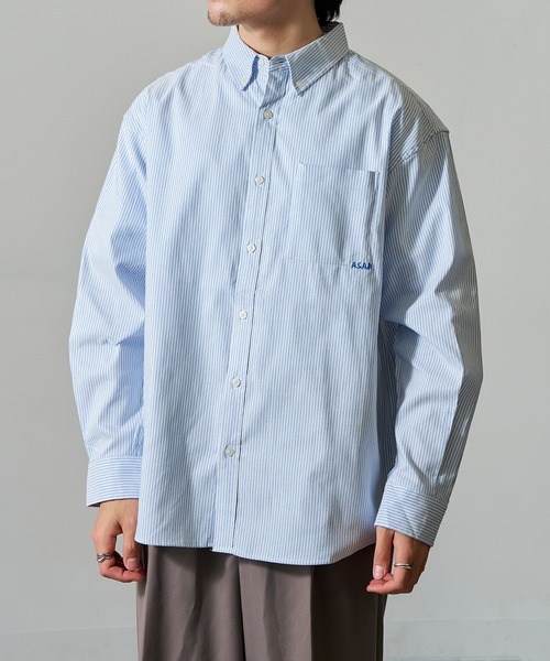MAGASIN DE MODE Brew(マガジンデモードブリュー)の「【MAGASIN DE MODE Brew】ビッグシルエットシャツ + インナーTシャツ 2点セット 6170-8072 MNY(シャツ/ブラウス・メンズ・ブラック/サックスブルー/マルチ/その他1・M/LL/L)」の4枚目の写真