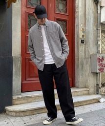 MAGASIN DE MODE Brew（マガジンデモードブリュー）の「【MAGASIN DE MODE Brew】ビッグシルエットシャツ + インナーロンT　2点セット 6170-8072 MNY（シャツ/ブラウス）」