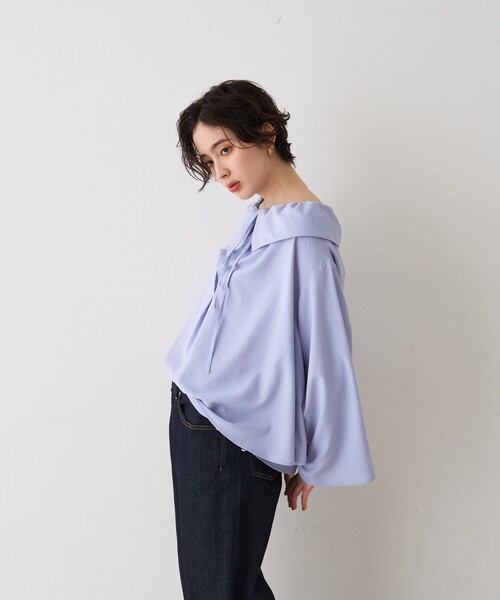 Rouge vif（ルージュヴィフ）の「オーバーカラー変形テントラインブラウス（シャツ/ブラウス・レディース・チャコールグレー/サックスブルー・フリー）」の6枚目の写真