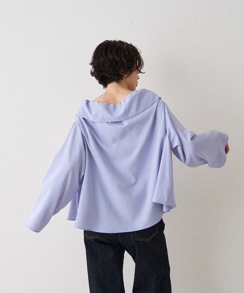 Rouge vif（ルージュヴィフ）の「オーバーカラー変形テントラインブラウス（シャツ/ブラウス・レディース・チャコールグレー/サックスブルー・フリー）」の8枚目の写真