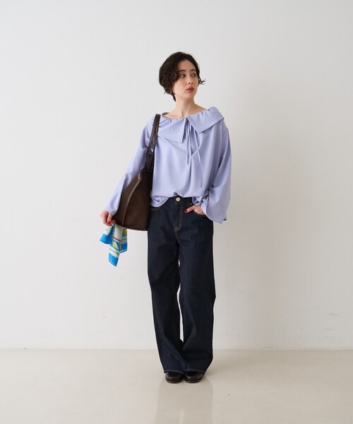 Rouge vif（ルージュヴィフ）の「オーバーカラー変形テントラインブラウス（シャツ/ブラウス・レディース・チャコールグレー/サックスブルー・フリー）」の15枚目の写真