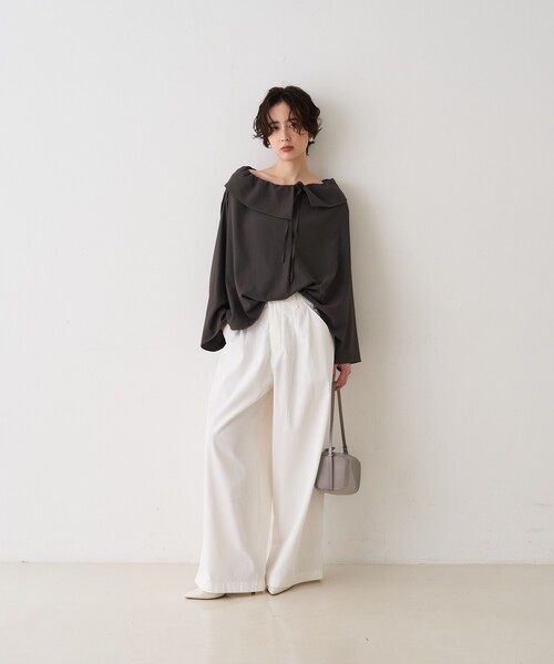 Rouge vif（ルージュヴィフ）の「オーバーカラー変形テントラインブラウス（シャツ/ブラウス・レディース・チャコールグレー/サックスブルー・フリー）」の21枚目の写真