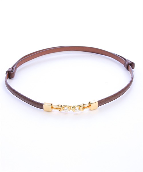 clear（クリア）の「パールモチーフ細ベルト[着回し力抜群 ガーリー]≪新作≫（ベルト・レディース・ブラウン/アイボリー/ブラック・F）」の3枚目の写真