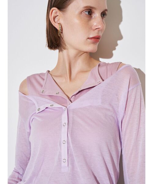 ELENDEEK(エレンディーク)の「ヘンリーネックセットカットソー(Tシャツ/カットソー・レディース・オフホワイト/ベージュ/ラベンダー・FREE)」の9枚目の写真