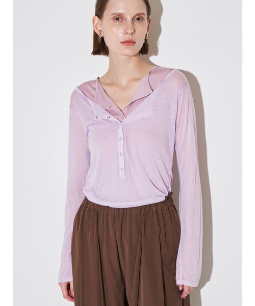 ELENDEEK(エレンディーク)の「ヘンリーネックセットカットソー(Tシャツ/カットソー・レディース・オフホワイト/ベージュ/ラベンダー・FREE)」の11枚目の写真