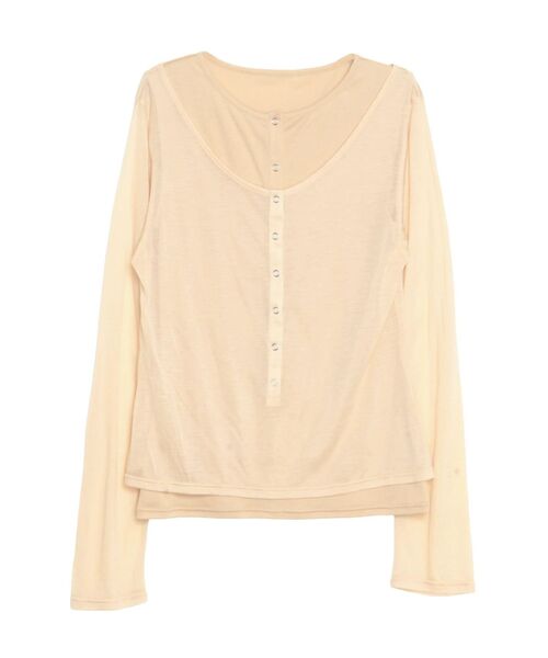 ELENDEEK（エレンディーク）の「ヘンリーネックセットカットソー（Tシャツ/カットソー・レディース・オフホワイト/ベージュ/ラベンダー・FREE）」の6枚目の写真