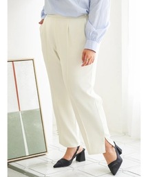 【大きいサイズ】【Sasaki Mikiコラボ】裾スリットパールテーパードパンツ