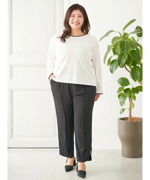 Re-J&SUPURE(リジェイアンドスプル)の「【大きいサイズ】【Sasaki Mikiコラボ】裾スリットパールテーパードパンツ(スラックス・レディース・ブラック/オフホワイト・XXXX-LARGE/XXX-LARGE/XX-LARGE)」の18枚目の写真