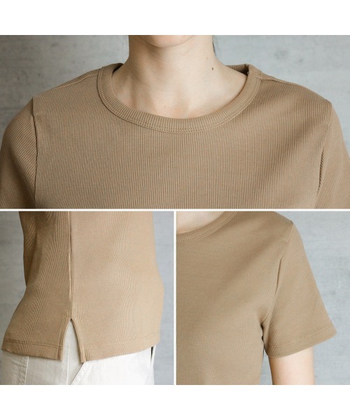 aity(アイティ)の「M-4L コンパクトコットンリブT(Tシャツ/カットソー・レディース・ブラック/ベージュ/オフホワイト・4L/3L/LL/L/M)」の21枚目の写真