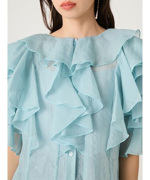 FRAY I.D(フレイアイディー)の「2wayフラワースリーブフリルBL(シャツ/ブラウス・レディース・ブルー/ブラック/ホワイト・F)」の9枚目の写真