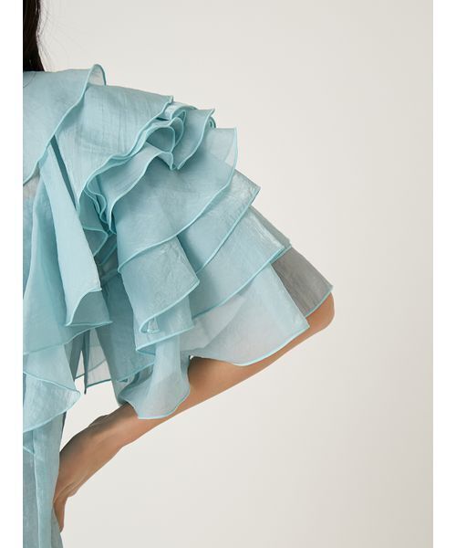 FRAY I.D(フレイアイディー)の「2wayフラワースリーブフリルBL(シャツ/ブラウス・レディース・ブルー/ブラック/ホワイト・F)」の10枚目の写真