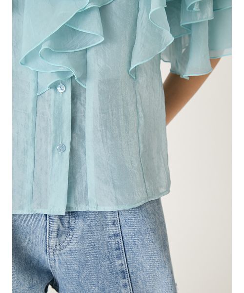 FRAY I.D(フレイアイディー)の「2wayフラワースリーブフリルBL(シャツ/ブラウス・レディース・ブルー/ブラック/ホワイト・F)」の11枚目の写真