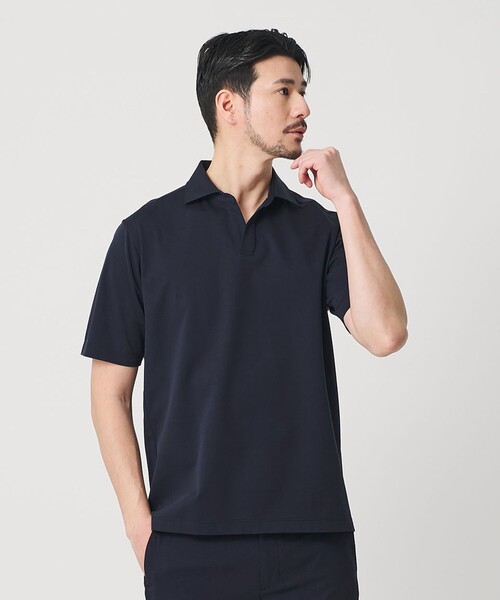 BEAUTY&YOUTH UNITED ARROWS(ビューティーアンドユースユナイテッドアローズ)の「【WEB限定 WARDROBE SMART】クール ハイゲージ モクロディ スキッパー ポロシャツ【抗菌防臭・接触冷感】(ポロシャツ・メンズ・ネイビー/ダークグレー/ホワイト・XL/L/M/S)」の3枚目の写真