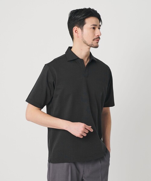 BEAUTY&YOUTH UNITED ARROWS(ビューティーアンドユースユナイテッドアローズ)の「【WEB限定 WARDROBE SMART】クール ハイゲージ モクロディ スキッパー ポロシャツ【抗菌防臭・接触冷感】(ポロシャツ・メンズ・ネイビー/ダークグレー/ホワイト・XL/L/M/S)」の2枚目の写真