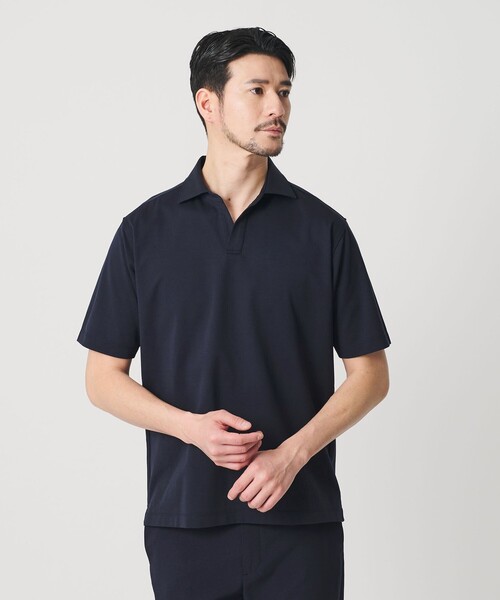 BEAUTY&YOUTH UNITED ARROWS(ビューティーアンドユースユナイテッドアローズ)の「【WEB限定 WARDROBE SMART】クール ハイゲージ モクロディ スキッパー ポロシャツ【抗菌防臭・接触冷感】(ポロシャツ・メンズ・ネイビー/ダークグレー/ホワイト・XL/L/M/S)」の4枚目の写真