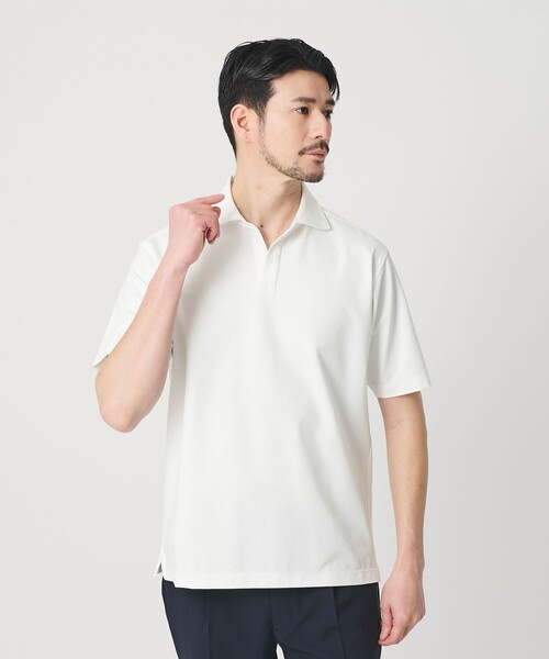 BEAUTY&YOUTH UNITED ARROWS(ビューティーアンドユースユナイテッドアローズ)の「【WEB限定 WARDROBE SMART】クール ハイゲージ モクロディ スキッパー ポロシャツ【抗菌防臭・接触冷感】(ポロシャツ・メンズ・ネイビー/ダークグレー/ホワイト・XL/L/M/S)」の8枚目の写真