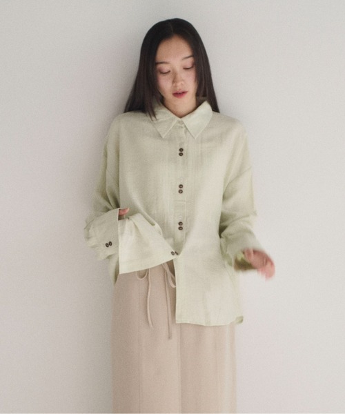 SOYEN(ソイエン)の「2WAYトリプルボタンカシュクールシアーシャツ アシンメトリー(シャツ/ブラウス・レディース・ホワイト/ミント・F)」の8枚目の写真