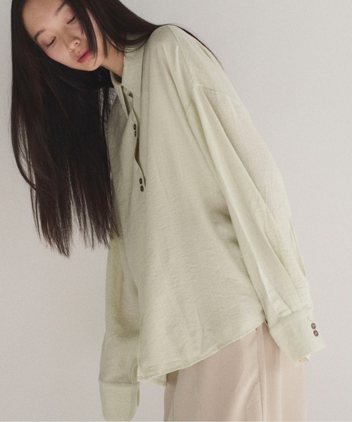 SOYEN(ソイエン)の「2WAYトリプルボタンカシュクールシアーシャツ アシンメトリー(シャツ/ブラウス・レディース・ホワイト/ミント・F)」の12枚目の写真