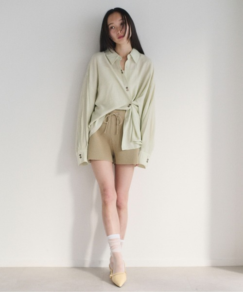 SOYEN(ソイエン)の「2WAYトリプルボタンカシュクールシアーシャツ アシンメトリー(シャツ/ブラウス・レディース・ホワイト/ミント・F)」の21枚目の写真