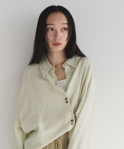 SOYEN(ソイエン)の「2WAYトリプルボタンカシュクールシアーシャツ アシンメトリー(シャツ/ブラウス・レディース・ホワイト/ミント・F)」の19枚目の写真