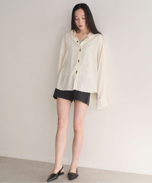 SOYEN(ソイエン)の「2WAYトリプルボタンカシュクールシアーシャツ アシンメトリー(シャツ/ブラウス・レディース・ホワイト/ミント・F)」の15枚目の写真