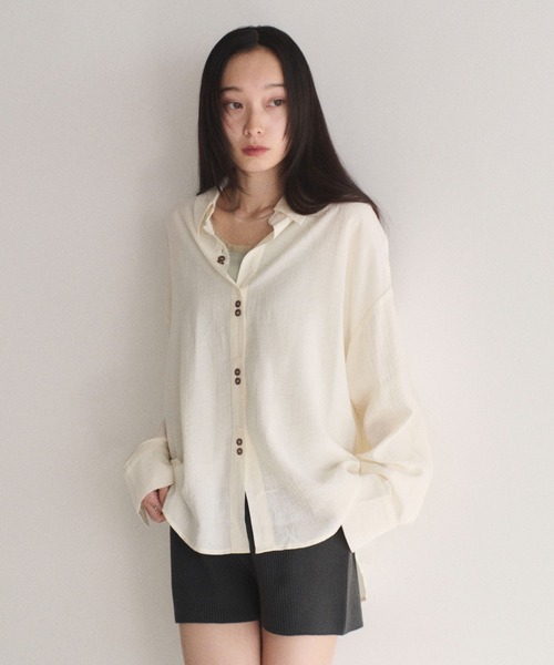 SOYEN(ソイエン)の「2WAYトリプルボタンカシュクールシアーシャツ アシンメトリー(シャツ/ブラウス・レディース・ホワイト/ミント・F)」の22枚目の写真