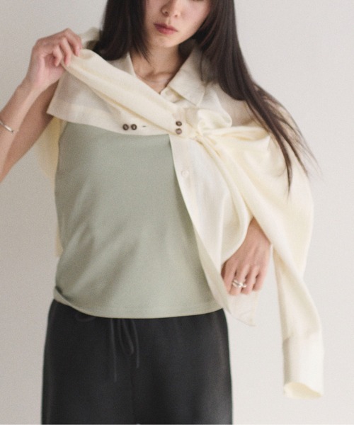 SOYEN(ソイエン)の「2WAYトリプルボタンカシュクールシアーシャツ アシンメトリー(シャツ/ブラウス・レディース・ホワイト/ミント・F)」の7枚目の写真